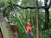 Team Leader Henry uses a set of poles to reduce the weight of the snapped out limb thumb